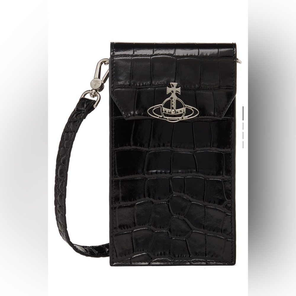 Vivienne Westwood Black Croc-Embossed Calfskin Pouch